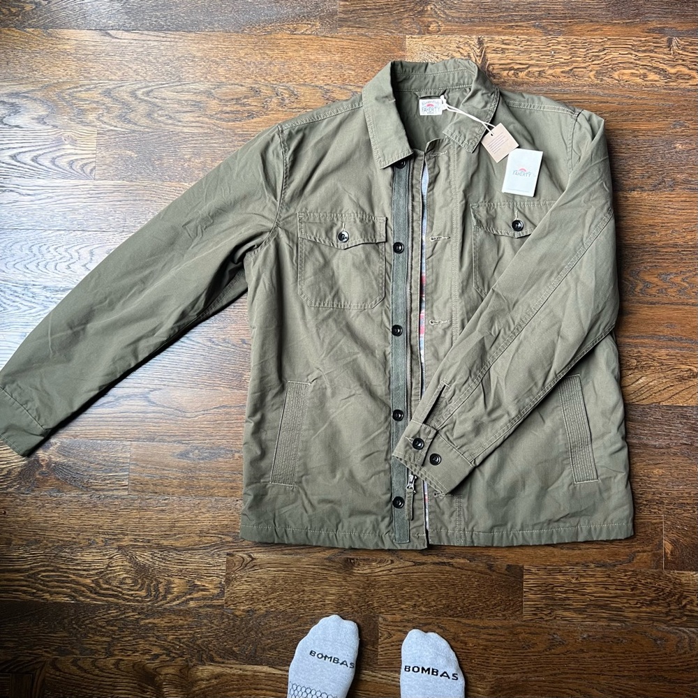 olive green men’s medium faherty civilian jacket